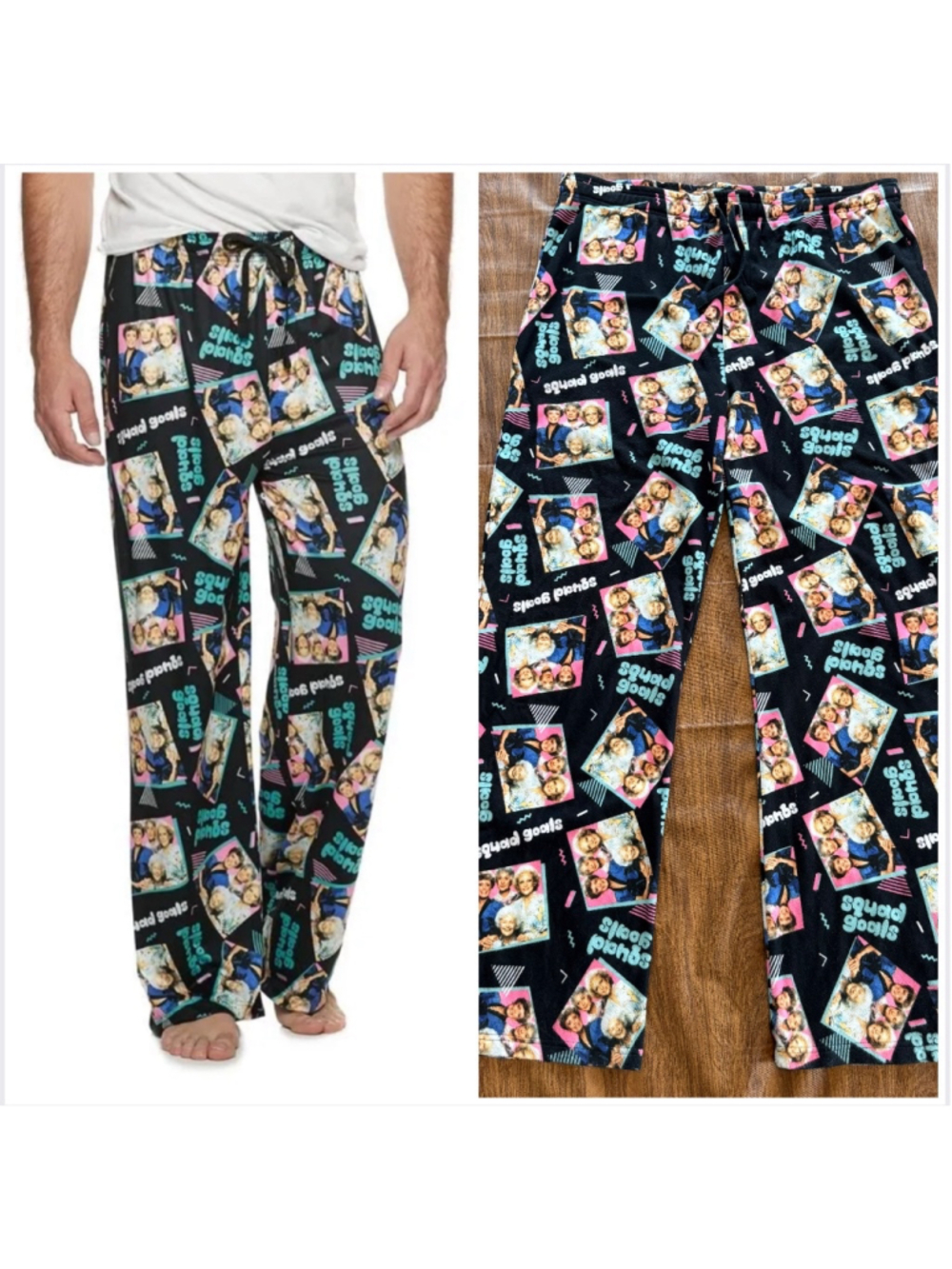 Men's The Golden Girls “Squad Goals” Fleece Pajama Pants 2XL Black Pink